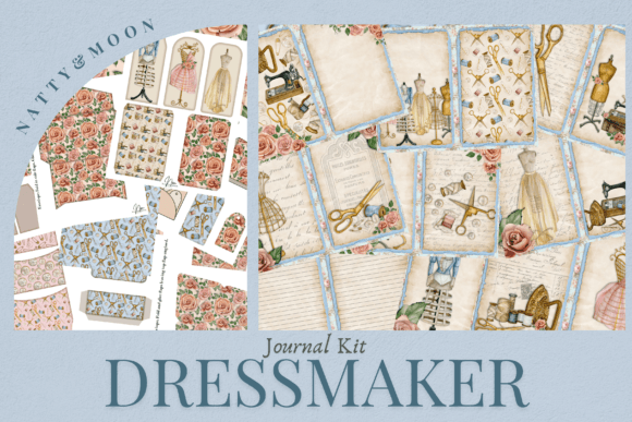 Dressmaker Junk Journal Kit: Vintage Texture & Design Assets