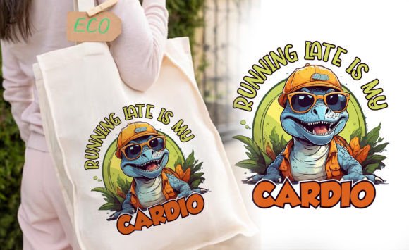 Funny Dinosaur Running Late is My Cardio: A Practical Review of a Print-Ready Design