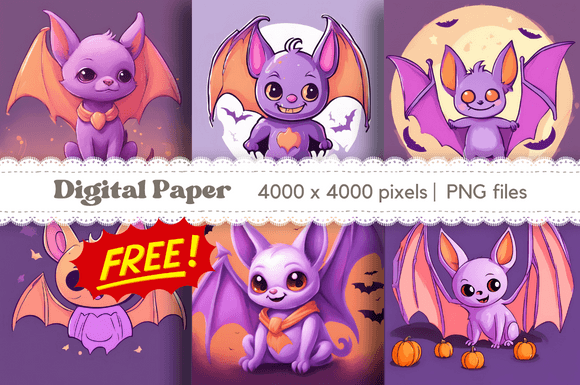 Halloween Bat Digital Paper: Free 6-Pack