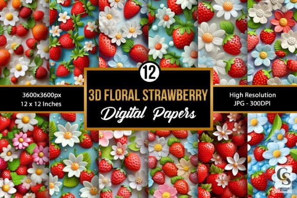 The Allure of Floral 3D Strawberry Digital Papers: A Creative Resource for Modern Crafting