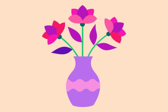 Vase with Pink and Purple Flowers