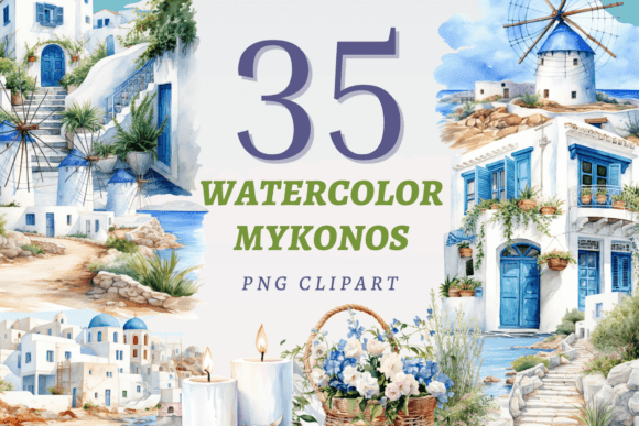 Watercolor Mykonos PNG Bundle: A Designer’s Guide to Elegant Island Art